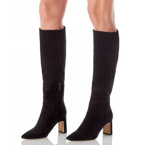 SAM EDELMAN Womens Sylvia Knee High Boots Size 7 Black Suede Pointed Toe NIB
